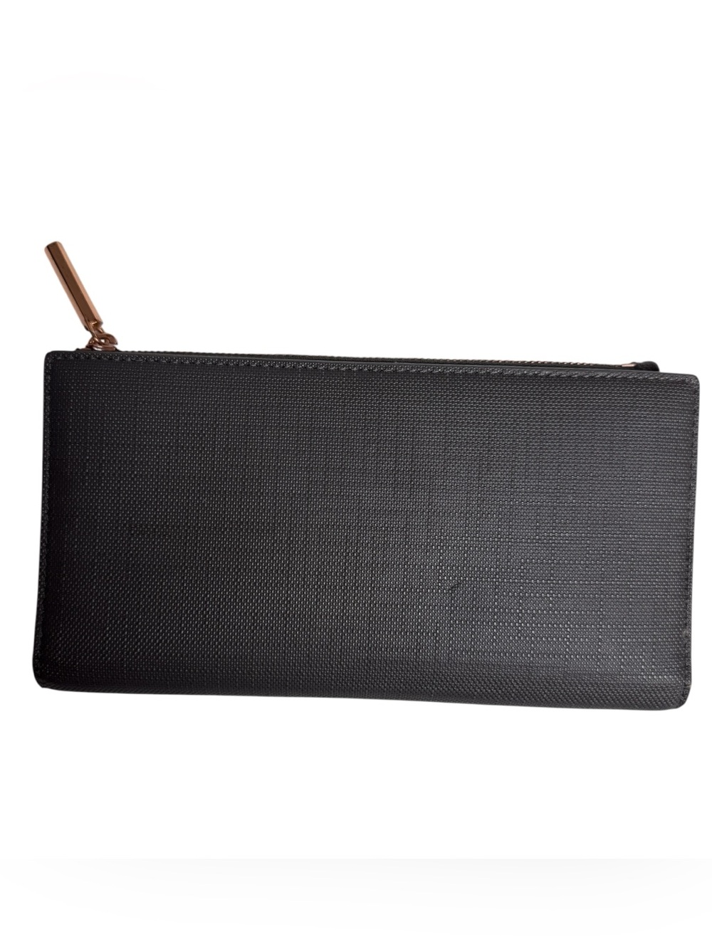 Dagne Dover Slim Wallet Grey Bifold Snap Closure Zippered Pouch 8x4 minimalist